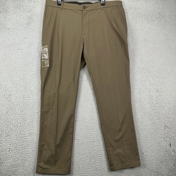 Jos A. Bank Men Traveler Chino Pants 38X30 Brown Khaki Stretch Tech Slim Fit NEW